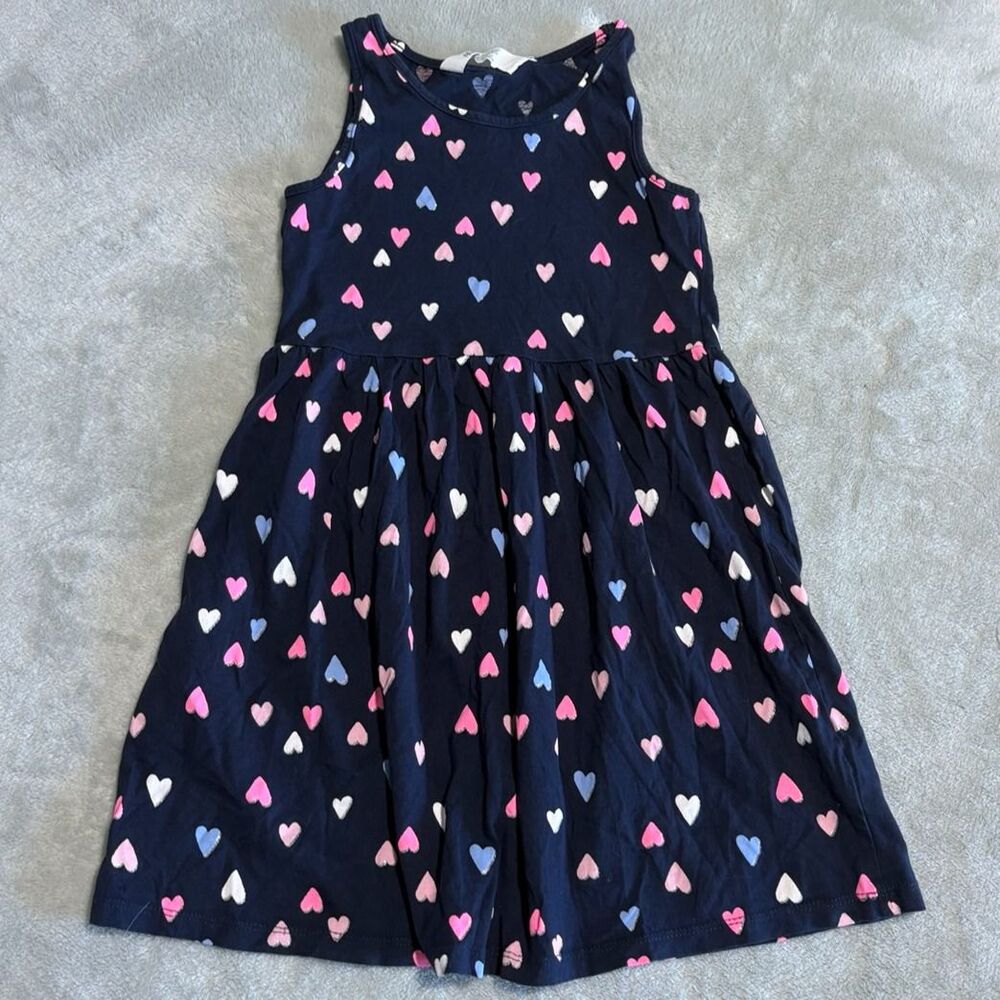 Girls Navy Blue Heart Print Sleeveless tank top ruffle playwear casual party